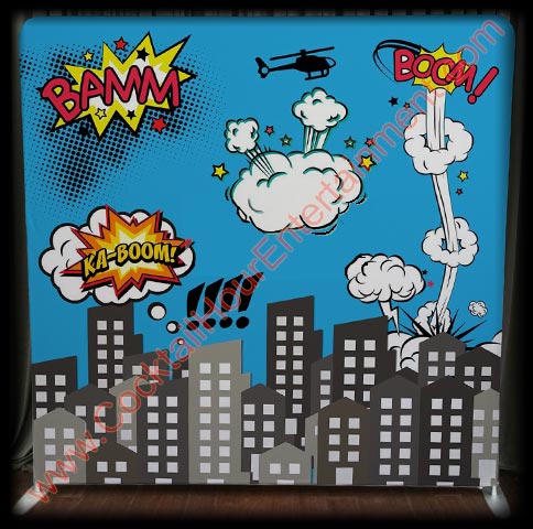 super hero comic book florida photo booth rental curtain